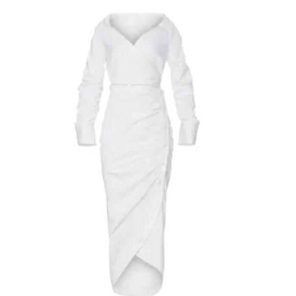 EUC SERGIO HUDSON Asymmetrical Button Up Dress White Size 2 COTTON XS SMALL - Picture 2 of 10